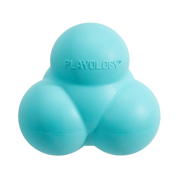 Playology жевательный тройной мяч SQUEAKY BOUNCE BALL для собак средних и крупных пород с пищалкой и с ароматом арахиса, цвет голубой СКИДКА 50%
