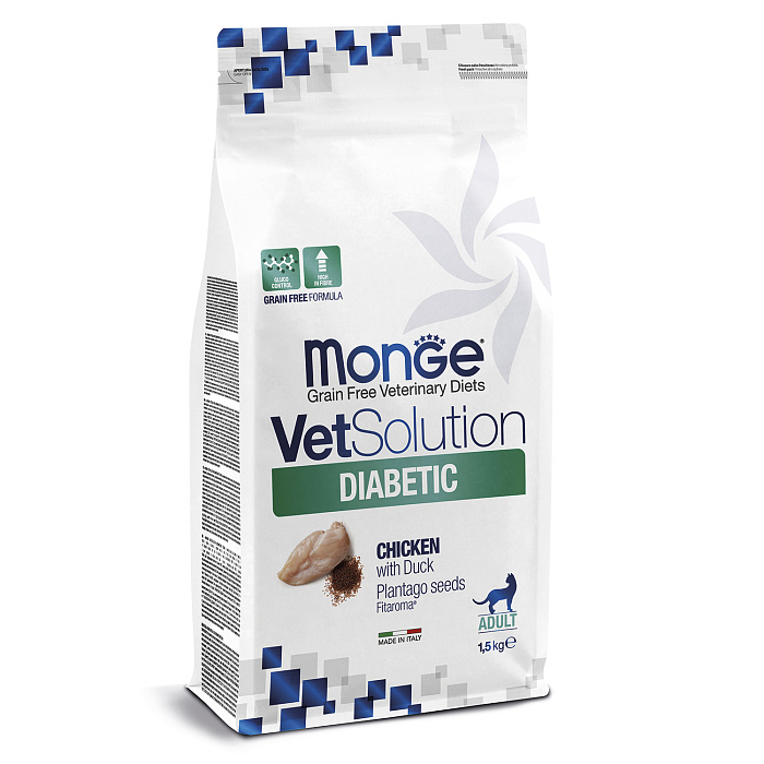 Диетический корм Monge VetSolution Cat Diabetic Диабетик для кошек при сахарном диабете 1,5 кг