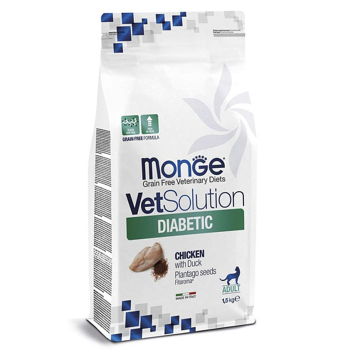 Диетический корм Monge VetSolution Cat Diabetic Диабетик для кошек при сахарном диабете 1,5 кг