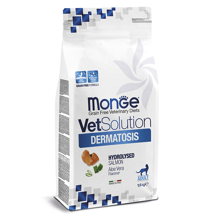 Диетический корм Monge VetSolution Cat Dermatosis Дерматозис для кошек при заболеваниях кожи 1,5 кг
