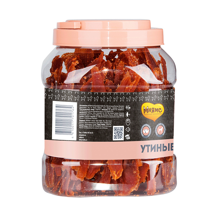 Лакомство Мнямс На каждый день для собак Утиные грудки в банке 800 г