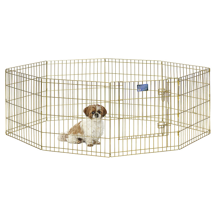 Вольер MidWest для собак 8 панелей 61х61h см, с дверью позолоченный цинк