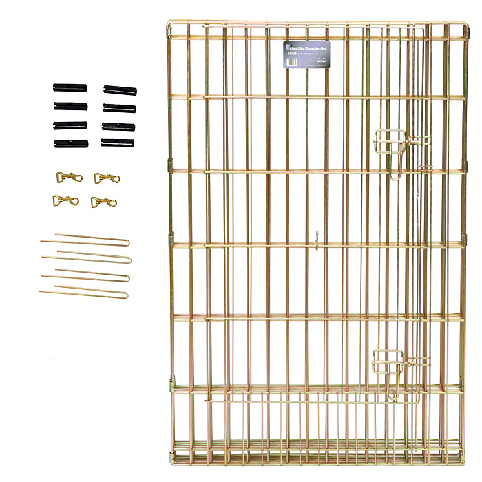 Вольер MidWest для собак 8 панелей 61х61h см, с дверью позолоченный цинк