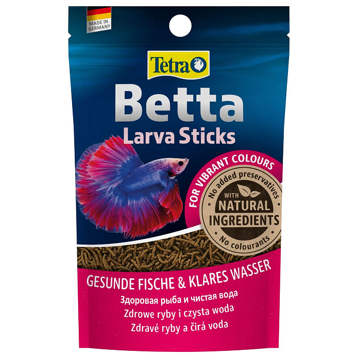 TetraBetta LarvaSticks корм в форме мотыля для петушков и других лабиринтовых рыб 5 г (sachet)
