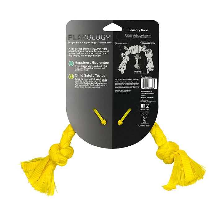 Playology сенсорный канат PUPPY SENSORY ROPE для щенков мелких и средних пород 8-16 недель с ароматом курицы, цвет желтый СКИДКА 50%