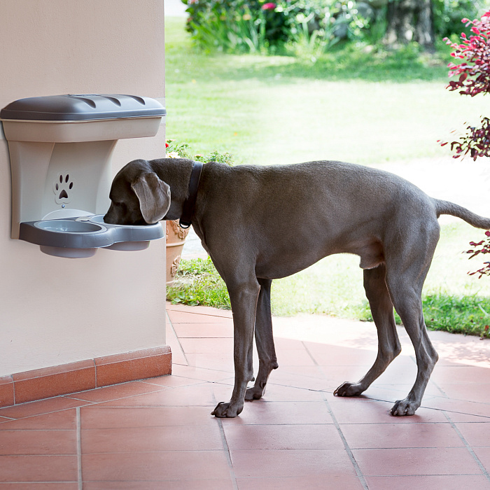 BAMA PET миска для собак настенная двойная 1600 мл 48х27х42h см, бежевая СКИДКА 50%