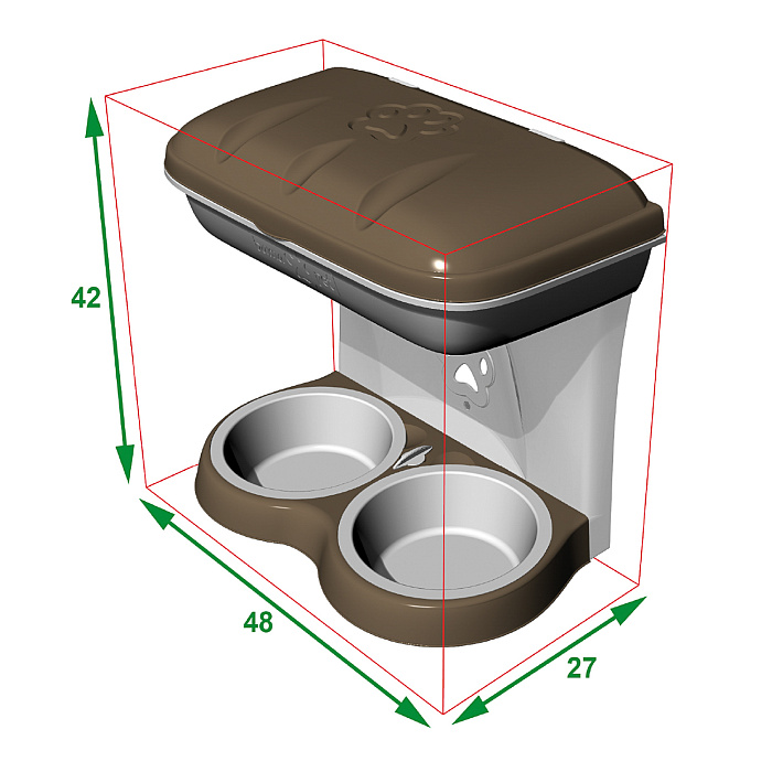 BAMA PET миска для собак настенная двойная 1600 мл 48х27х42h см, бежевая СКИДКА 50%