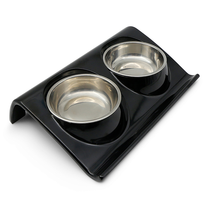 Миска SuperDesign двойная на меламиновой подставке 2х160 мл, черная СКИДКА 50%
