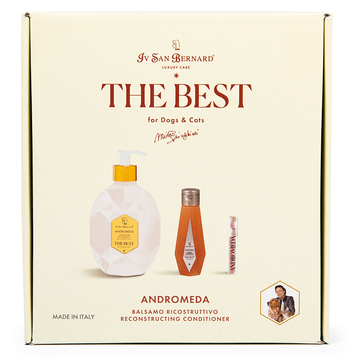 ISB The Best line Набор Andromeda кондиционер для выпадающей шерсти 500 мл, шампунь 120 мл + парфюм 2 мл в подарок СКИДКА 40%