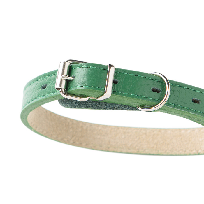 Ошейник Mr.Kranch для собак из натуральной кожи прямой 17-20см зеленый СКИДКА 50%