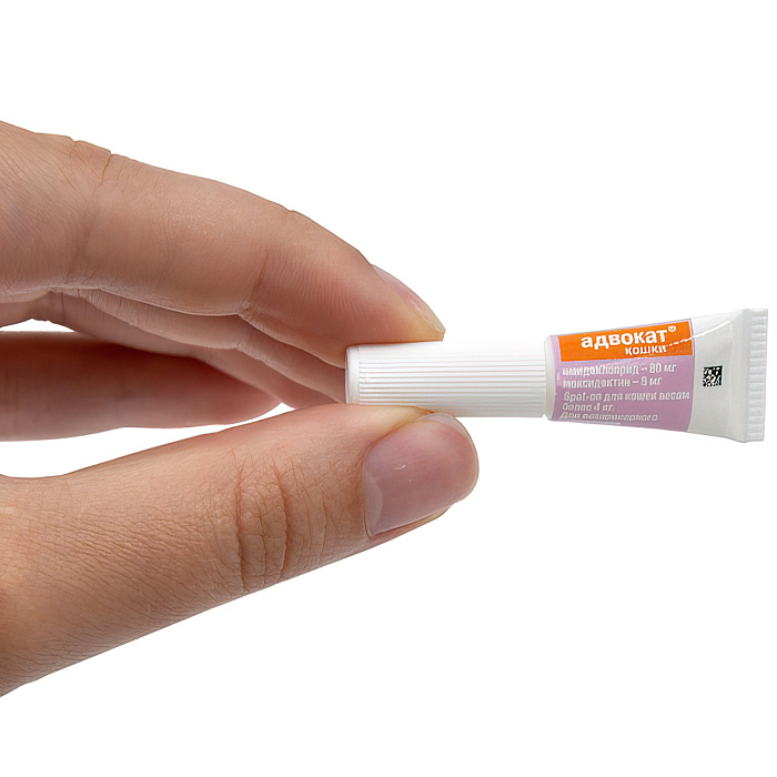Bayer Адвокат 80 капли для кошек 4-8 кг от чесоточных клещей, блох и гельминтов (1 пипетка х 0,8 мл) СКИДКА 15%