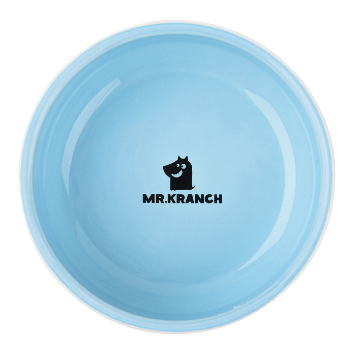 Миска Mr.Kranch для собак и кошек из фарфора Тропики 350мл голубая