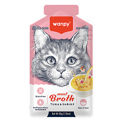 Wanpy Cat Пауч для кошек "Бульон" с тунцом и креветкой 50 г