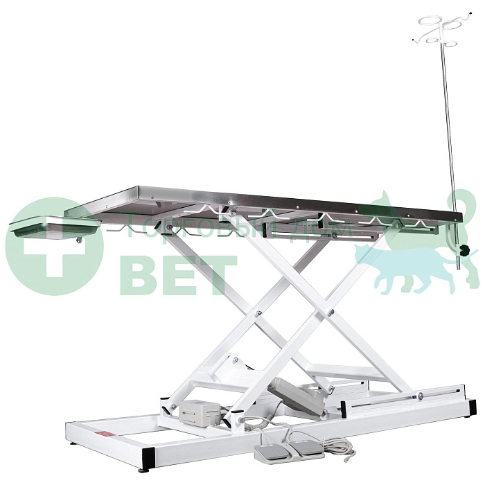 ТД ВЕТ Стол VETBOT-72.1300 без слива, со штативом, электр., 1300x600x(330- 1050)h мм (каркас белый, пульт ножной)