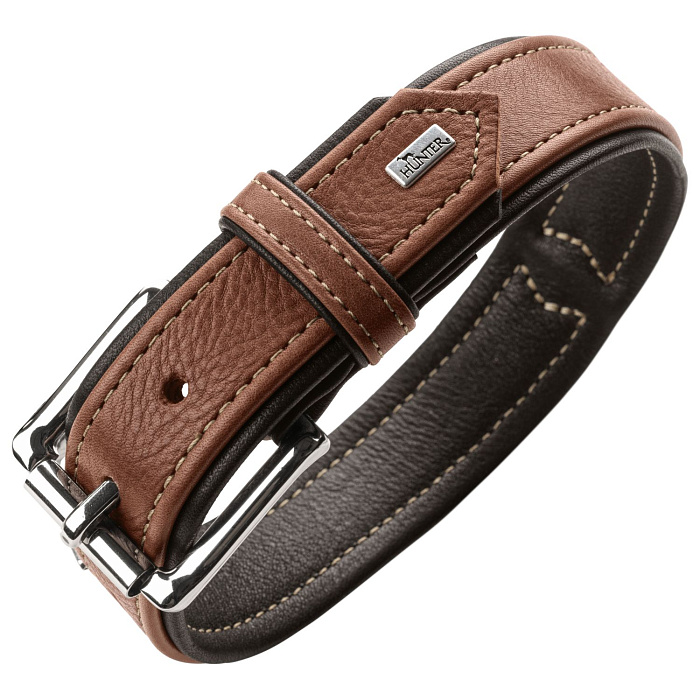 Ошейник Hunter Canadian UP для собак, обхват 42-48 см, длина 55 см, коньячно-черный