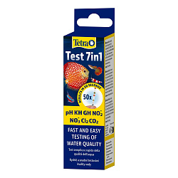 Tetra Test 7в1 50 шт тест семи важнейших параметров воды (pH, KH, GH, NO2-, NO3-, Cl2 и CO2)