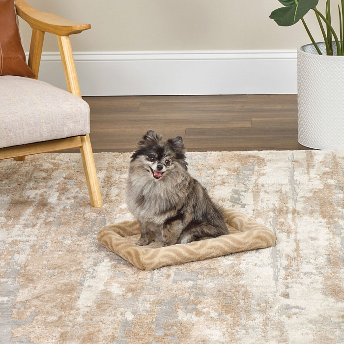 Лежанка MidWest Deluxe Wave Bed для собак и кошек меховая 41х30х6,5 см, цвет песочный