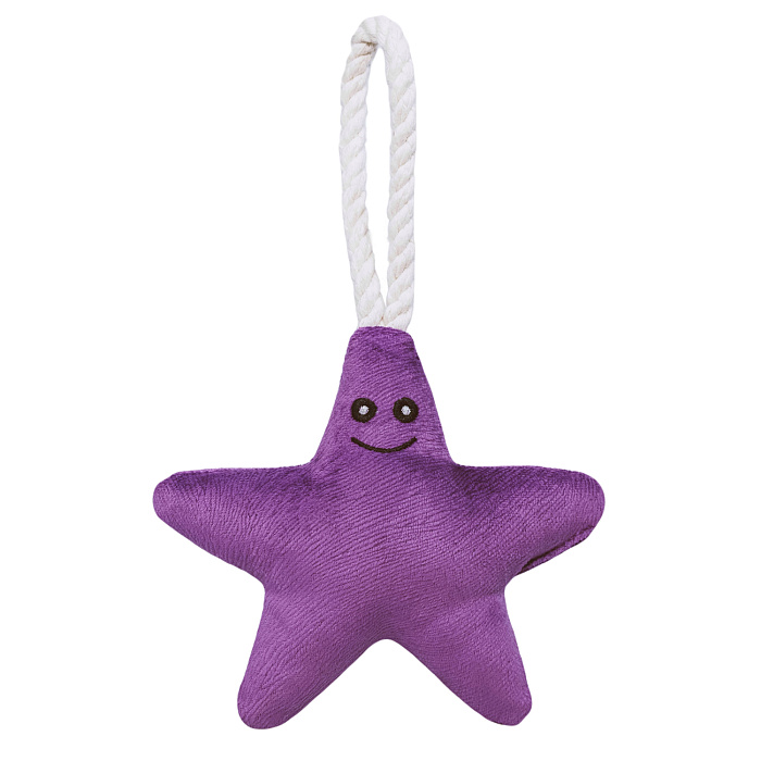 Игрушка Mr.Kranch для собак мелких и средних пород Звездочка с канатом и пищалкой 26х16х5см фиолетовая