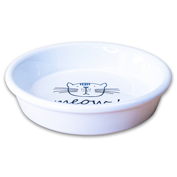 Миска Mr.Kranch керамическая для кошек MEOW! 200 мл белая