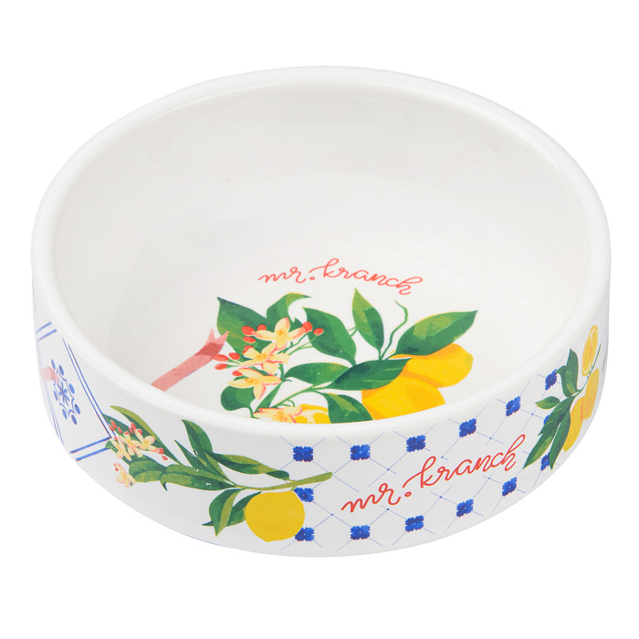Миска Mr.Kranch для собак и кошек из фарфора Лимоны 350мл белая