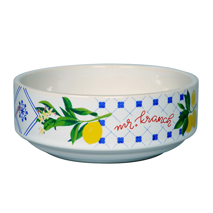 Миска Mr.Kranch для собак и кошек из фарфора Лимоны 350мл белая