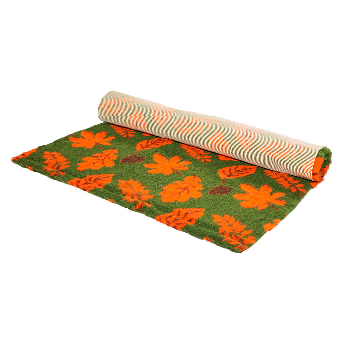 Коврик меховой ProFleece Листочки 1х1,6м зелёный/оранжевый/шоколадный СКИДКА 30%