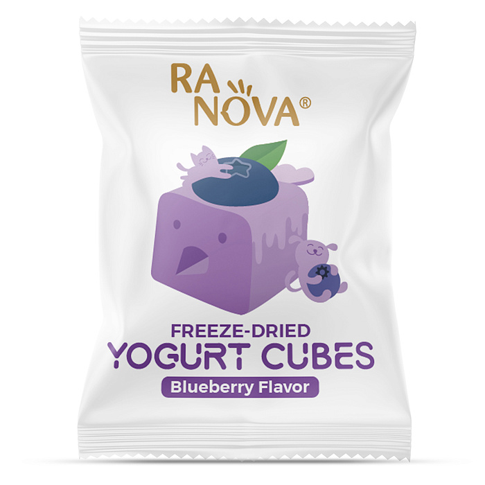 Лакомство Ranova для кошек и собак Сублимированный йогурт микс вкусов: оригинальный, черника, клюква, тыква, 40 г