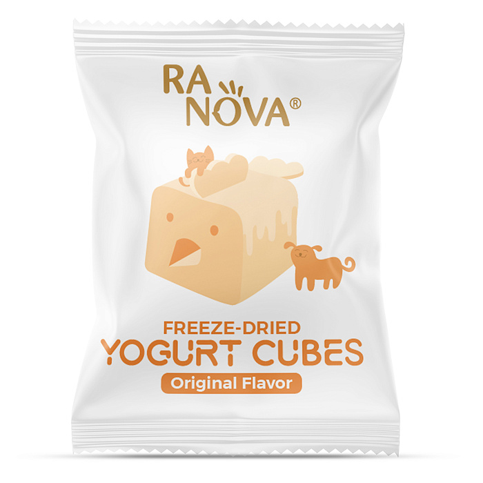 Лакомство Ranova для кошек и собак Сублимированный йогурт микс вкусов: оригинальный, черника, клюква, тыква, 40 г