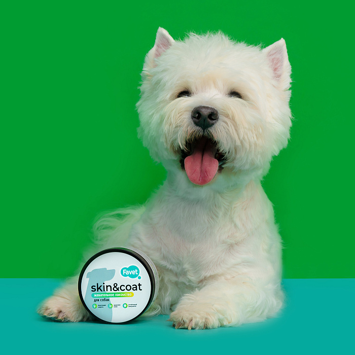 Favet Функциональное лакомство MultivitaminDog Soft Chews для кожи и шерсти для собак, 120г