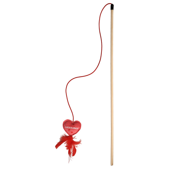 Игрушка-дразнилка Mr.Kranch для кошек Сердечко плюшевая с кошачьей мятой и перышками 50 см розовая