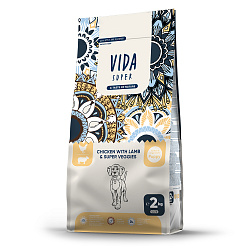 Сухой корм VIDA SUPER для щенков средних и крупных пород из курицы с ягненком и овощами 2 кг