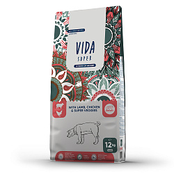 Сухой корм VIDA SUPER для взрослых собак средних и крупных пород из ягненка и курицы с овощами 12 кг