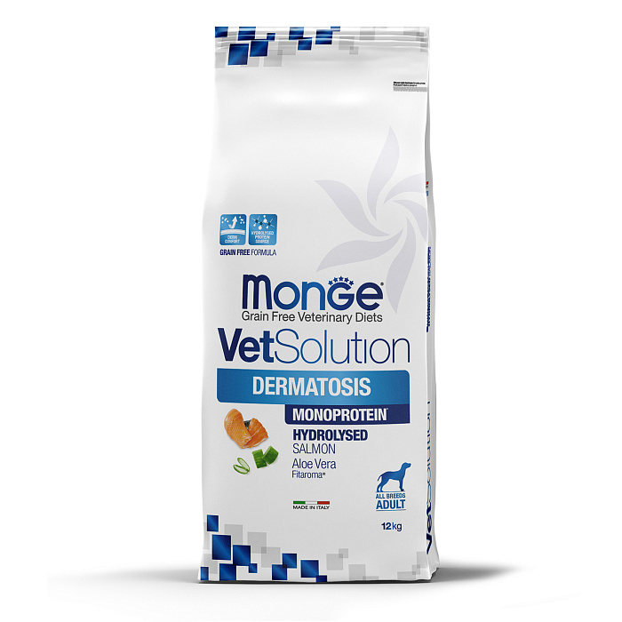 Диетический корм Monge VetSolution Dog Dermatosis Дерматозис для собак при заболеваниях кожи 12 кг