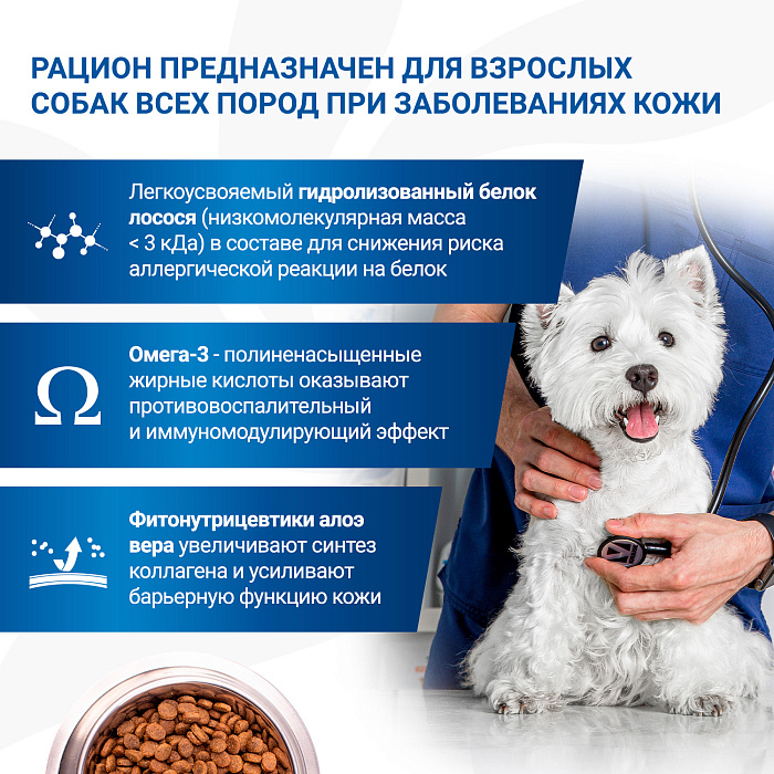 Диетический корм Monge VetSolution Dog Dermatosis Дерматозис для собак при заболеваниях кожи 12 кг