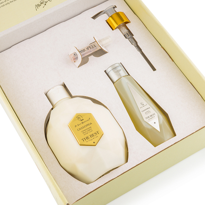 ISB The Best line Набор Cassiopeia кондиционер для короткой шерсти 500 мл, шампунь 120 мл + парфюм 2 мл в подарок СКИДКА 40%