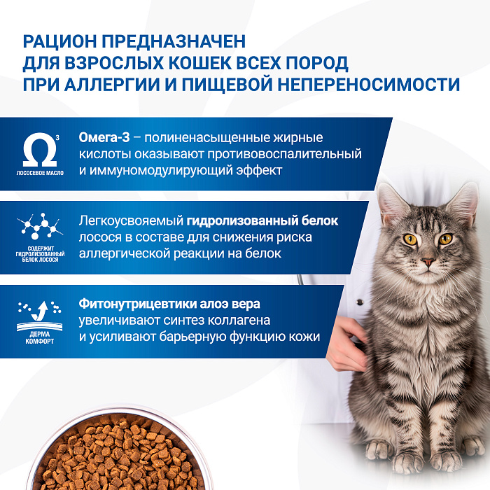 Диетический корм Monge VetSolution Cat Dermatosis Дерматозис для кошек при заболеваниях кожи 1,5 кг
