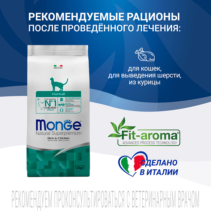 Диетический корм Monge VetSolution Cat Hepatic Гепатик для кошек при заболеваниях печени 1,5 кг