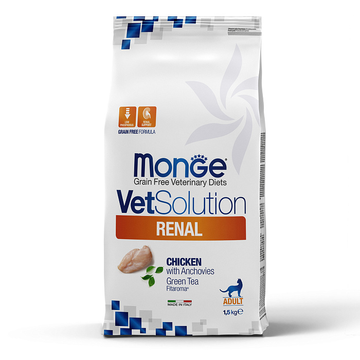Диетический корм Monge VetSolution Cat Renal Ренал для кошек при ХПН 1,5 кг