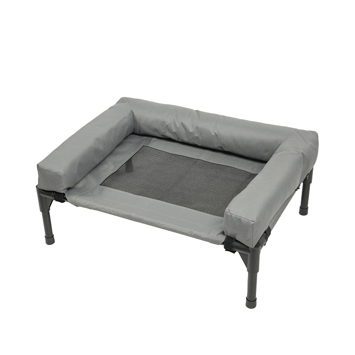 Лежанка-шезлонг каркасная для собак Mr.Kranch Elevated с мягкими бортиками средняя 81х63х27 см серая