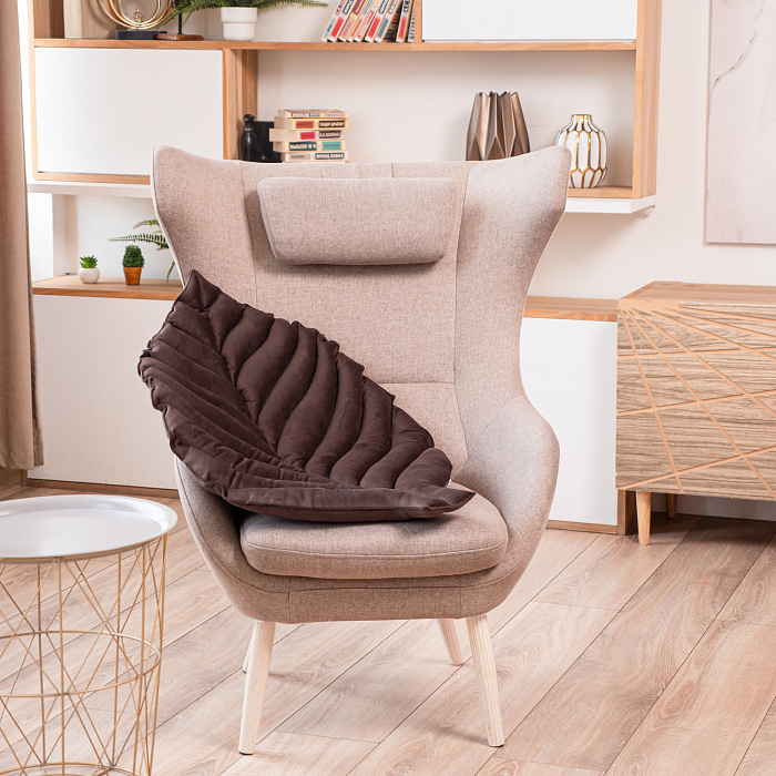 Лежанка Mr.Kranch для собак Листочек средняя размер 90х65х5см коричневая