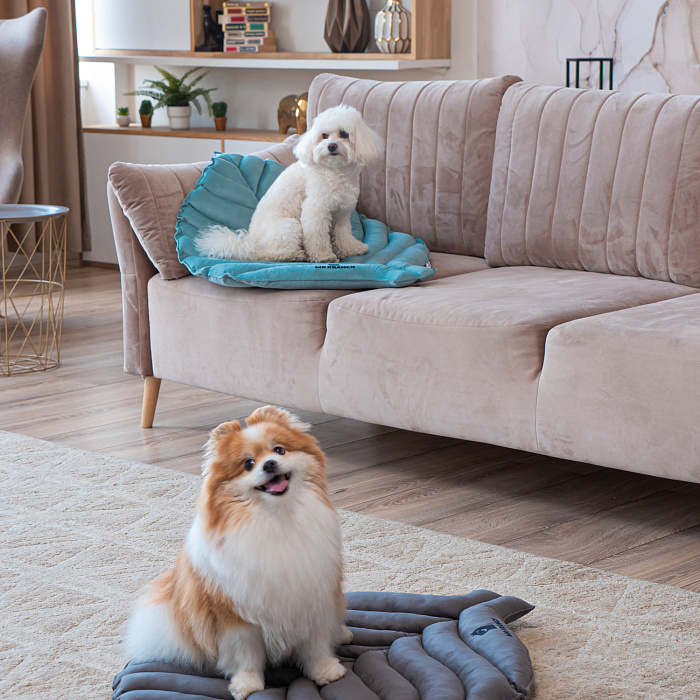 Лежанка Mr.Kranch для собак Листочек большая размер 120х73х6см мятная