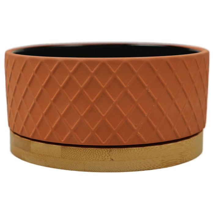 Миска Mr.Kranch Bamboo керамическая коричневая на бамбуковой подставке 530 мл СКИДКА 30%