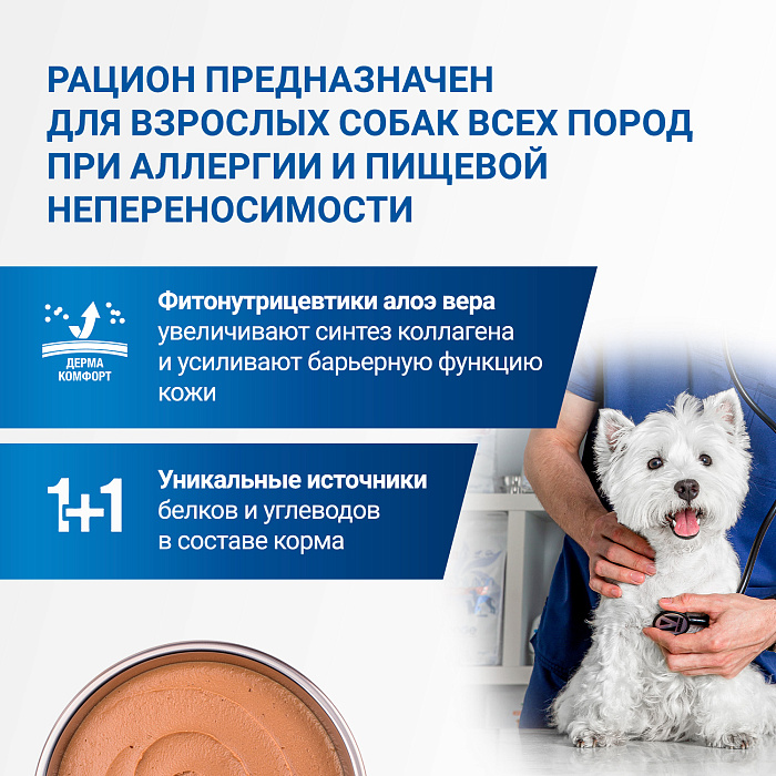 Диетический корм Monge VetSolution Dog Hypo Monoprotein DUCK Гипо монопротеин с уткой для собак для снижения реакции пищевой непереносимости 400 г
