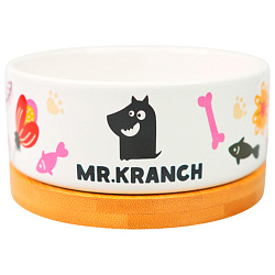 Миска Mr.Kranch Bamboo 340 мл Цветы Прованса керамическая на бамбуковой подставке розовая СКИДКА 30%