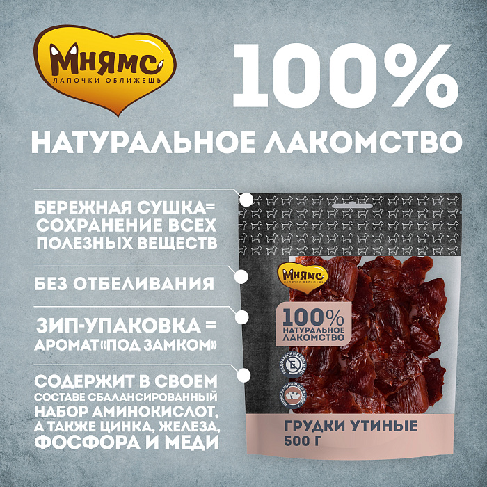 Лакомство Мнямс На каждый день для собак Грудки утиные 50 г