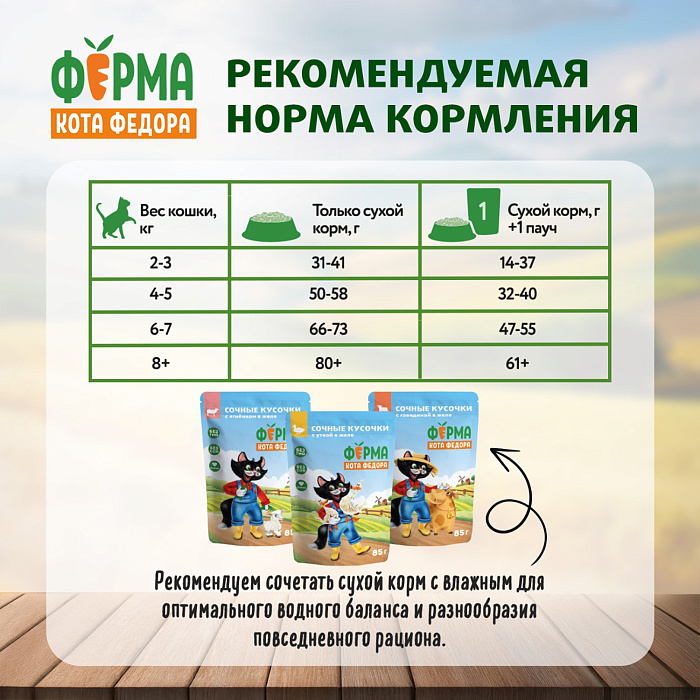 Сухой корм Ферма кота Федора для взрослых стерилизованных кошек с уткой 650 г