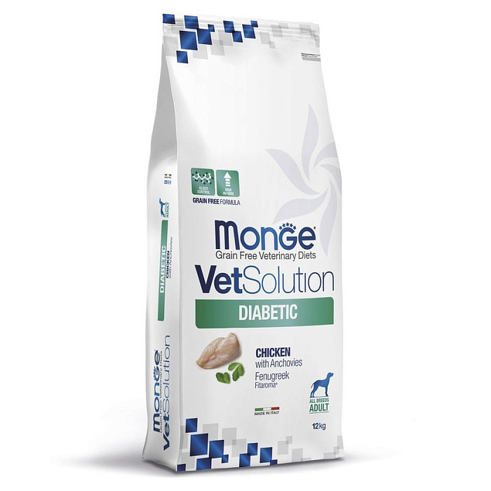 Диетический корм Monge VetSolution Dog Diabetic Диабетик для собак при сахарном диабете 12 кг