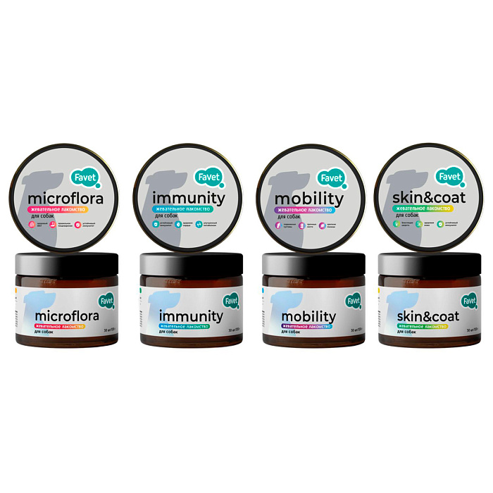 Favet Функциональное лакомство SuperFlora Soft Chews для пищеварительной системы для собак, 120г
