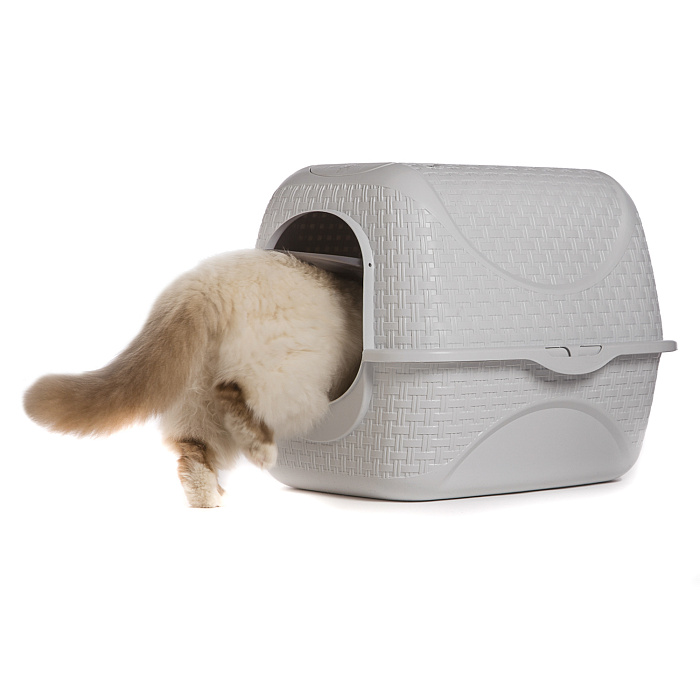 BAMA PET био-туалет для кошек PRIVE 42х50,5х39,6h см, светло-серый СКИДКА 40%