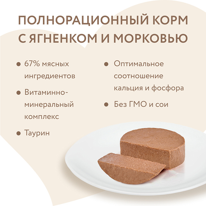 Влажный корм Мнямс Деликатес Ягненок с морковью для кошек "Паштет по-валлийски" 100 г